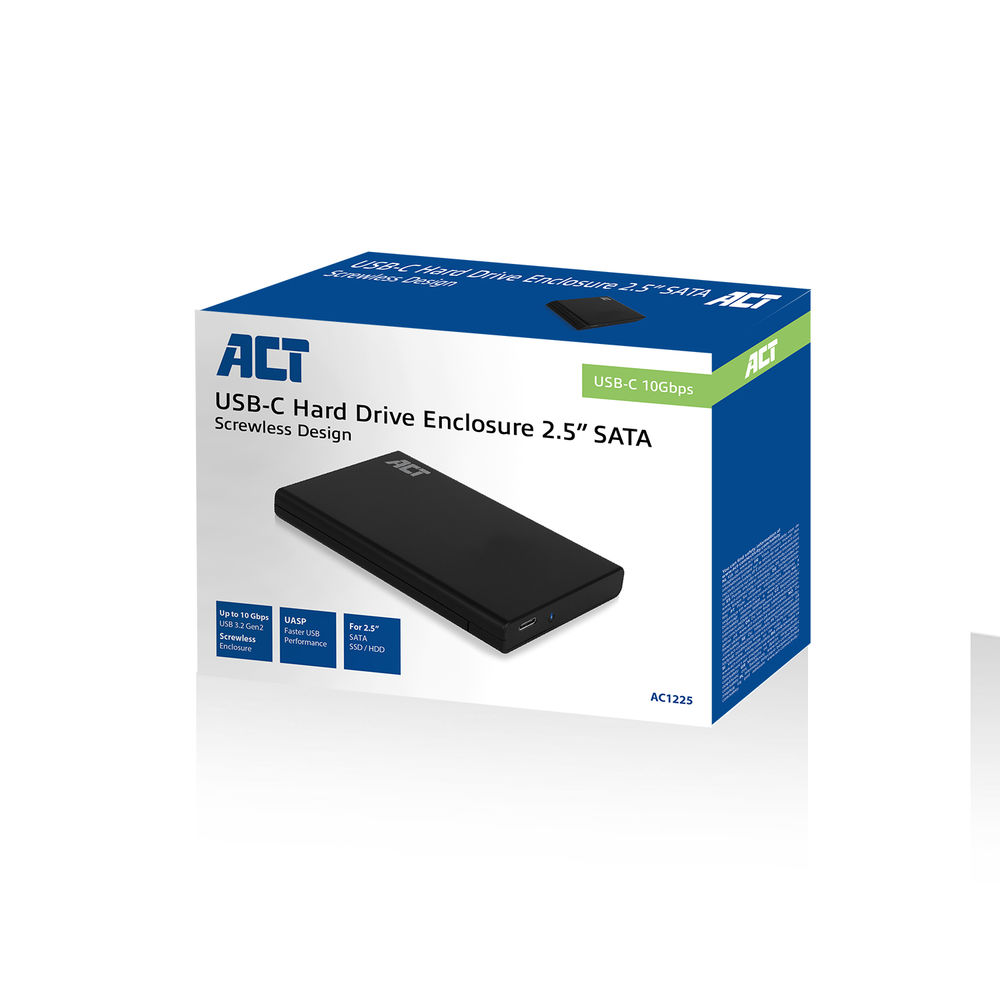 AC1225 2.5″ SATA hard drive behuizing, schroefloos, USB-C 3.2 Gen2