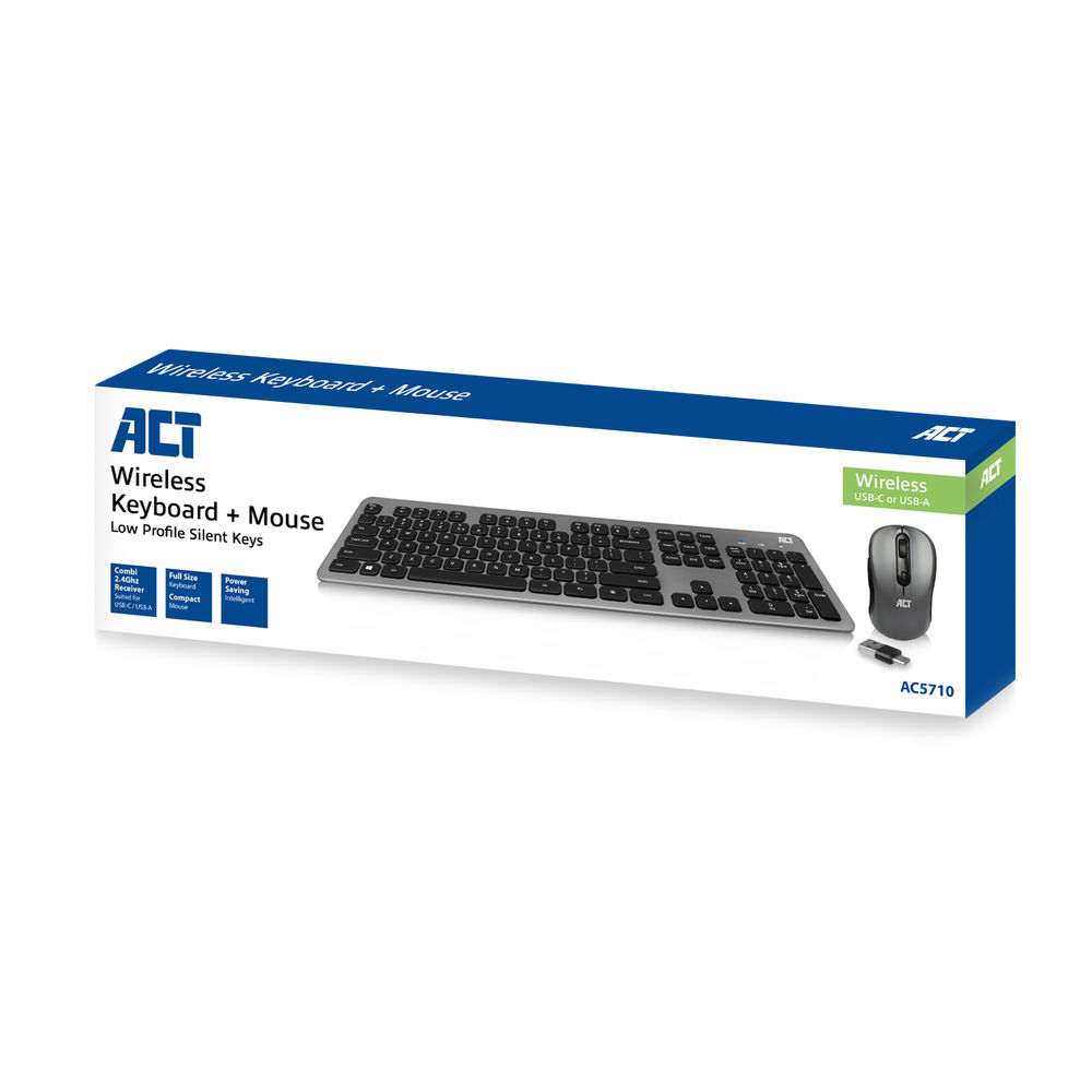 AC5710 Draadloze set met toetsenbord en muis, USB-C/USB-A ontvanger (Qwerty/US layout)