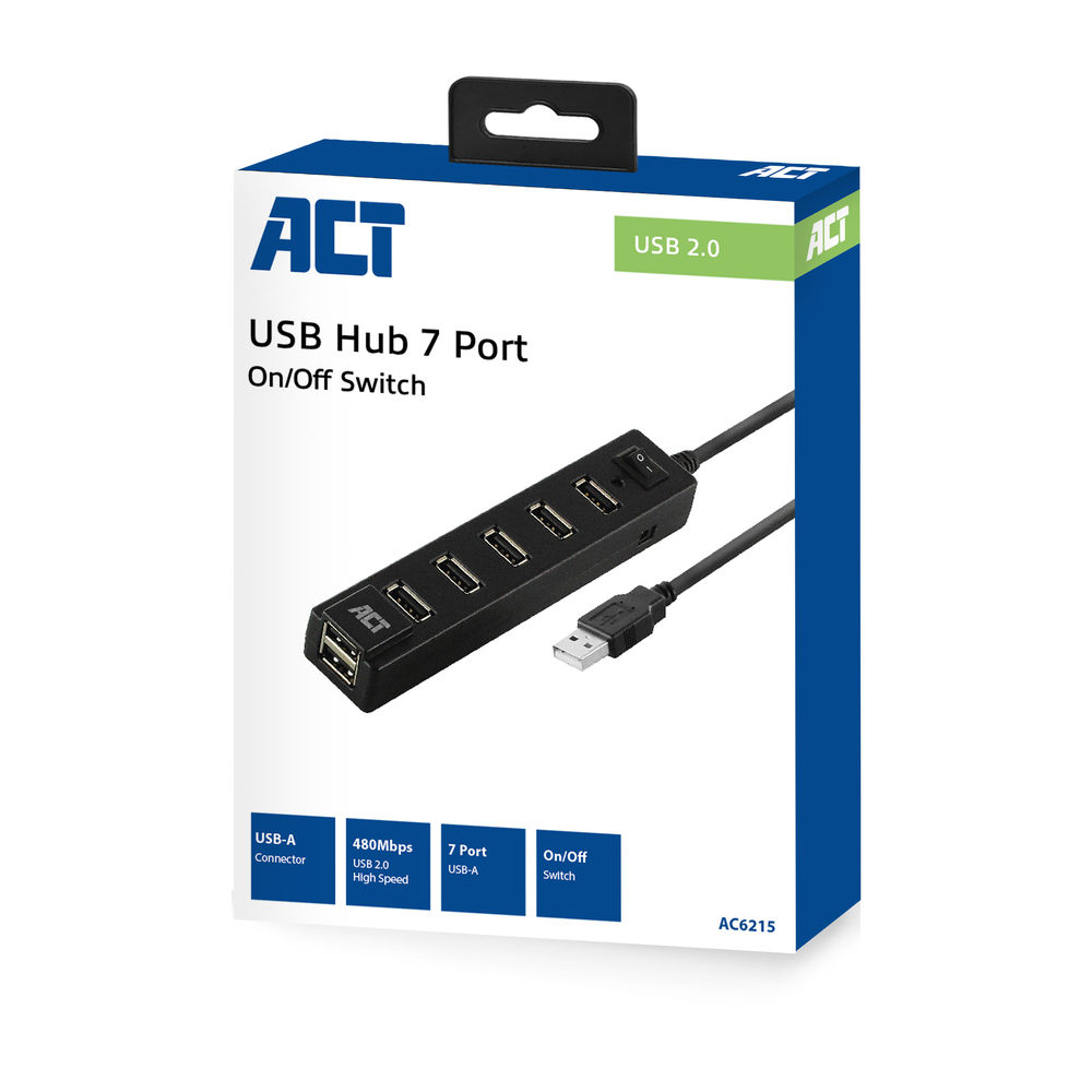 AC6215 USB Hub 7 port met aan- en uit schakelaar