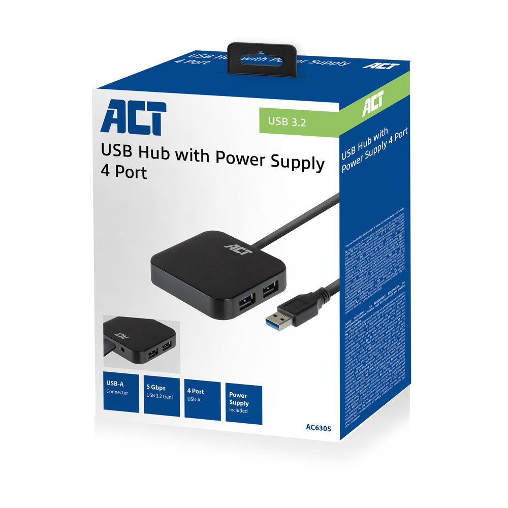 AC6305 USB Hub 4 Port met stroomadapter