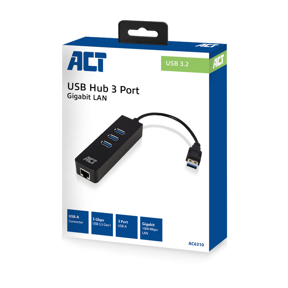 AC6310 USB Hub 3.2 met 3 USB-A poorten en ethernet
