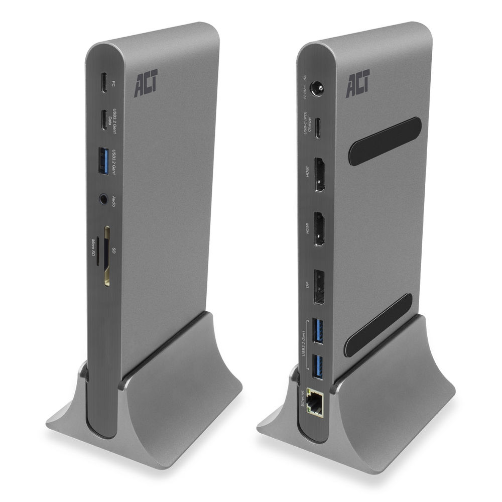 AC7047 USB-C Docking station 3 monitoren HDMI, DisplayPort, met ethernet, USB hub, cardreader en audio