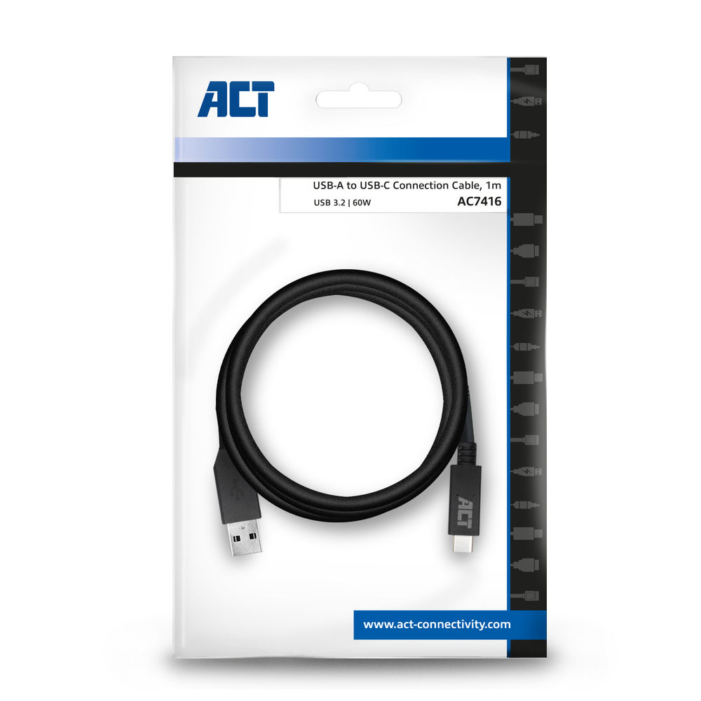 AC7416 USB 3.2 Gen1 aansluitkabel A male – C male 1 meter