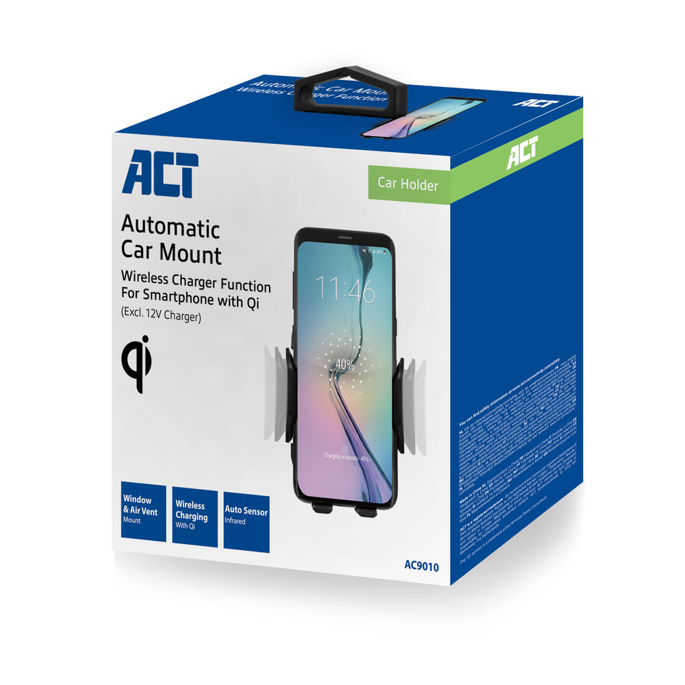 AC9010 Automatische smartphone autohouder met draadloze snellaadfunctie