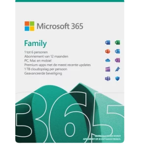 Microsoft 365 Family 6 gebruikers PC of MAC 1 jaar