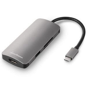 Sharkoon USB 3.0 Type C Multiport Adapter USB 3.2 Gen 1 (3.1 Gen 1) Type-C Grijs - 0