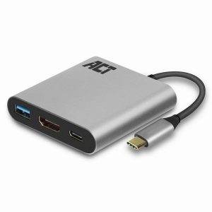 ACT AC7022 USB-C naar HDMI female adapter met PD Pass-Through 60W, 4K, USB-A - 0